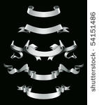 silver ribbons on black  vector