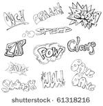 handwritten comic book words