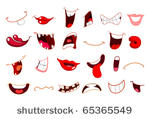 cartoon mouth set