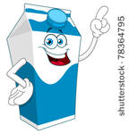 milk carton pointing with his...