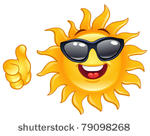 smiling sun showing thumb up
