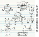 robot doodles on a notebook...