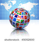 flags globe with world map...