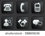 communication icons on square...