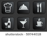 restaurant icons on square...