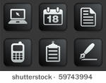 equipment icons on square black ...
