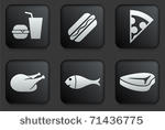 fast food icons on square black ...
