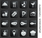 food icon on square black and...