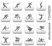 athlete icon on square black...