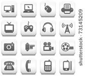 technology icon on square black ...