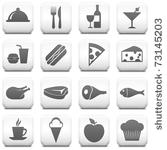 food icon on square black and...