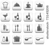 restaurant icon on square black ...