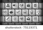economy icons on gray computer...