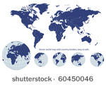 world map with earth globes ...