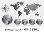 globes with world map vector.