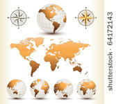 earth globes with detailed...