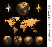 earth globes with detailed...