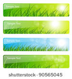 spring banners green set.