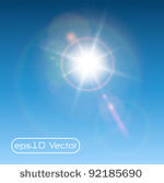 sun with lens flare  vector...