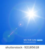 sun with lens flare  vector...