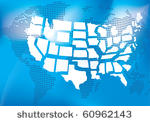usa map with world map in dots...