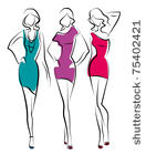 three vector beauty girls