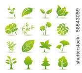 green leaf icons set. nature  ...