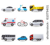 realistic transportation icons...