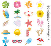 summer icons set. illustration...