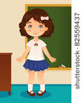 cute schoolgirl in classroom