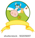 cartoon logo mascot cow head...