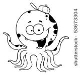 black and white octopus wearing ...