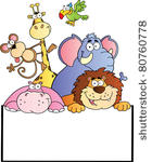 jungle animals with blank sign...