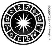 black and white zodiacal circle ...