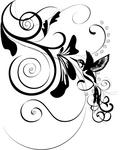 floral ornament with bird  ...