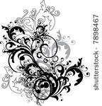 monochrome floral ornament  ...