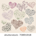 set of ornamental heart shapes