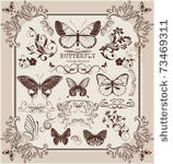 set of vintage stylized...