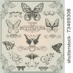 set of vintage stylized...
