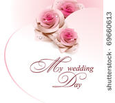 wedding card with pink roses....
