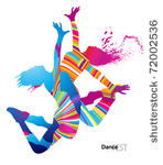 two dancing girls with colorful ...