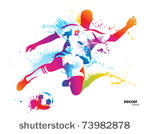 soccer player kicks the ball....
