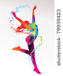 the dancing girl with colorful...