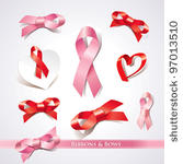 set of ribbons and bows on a...