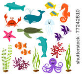 set of sea animals