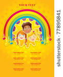 three happy children in a...