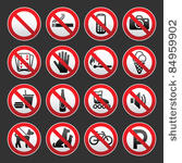 set prohibited signs on a gray...
