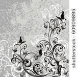 vector floral ornament on dirty ...