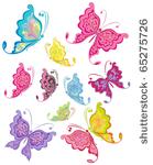 set of multicolored butterflies ...