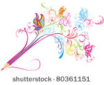 creative pencil whit floral...
